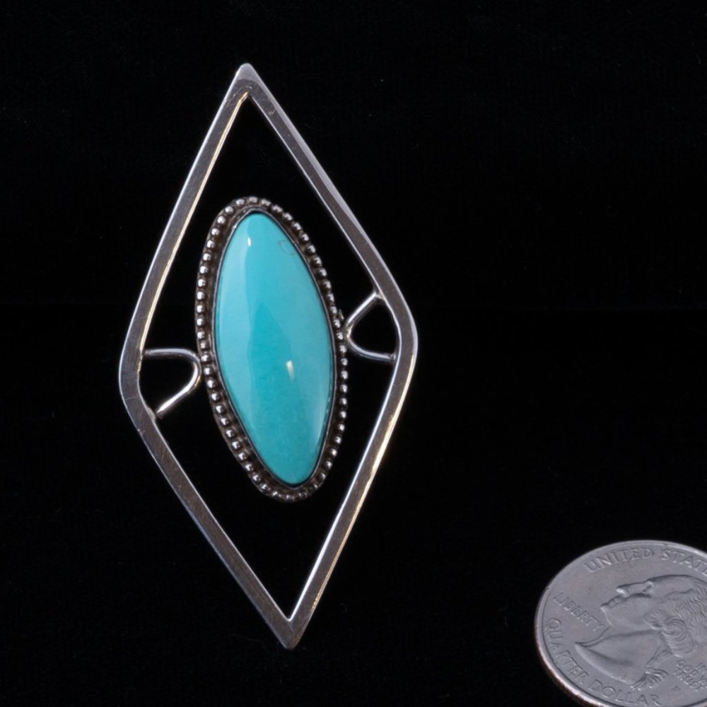 Vintage Sterling Silver Pin with Sleeping Beauty Turquoise